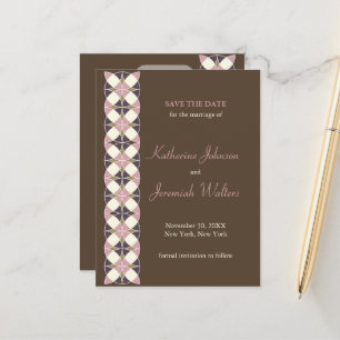 Stylish Art Deco Geometric Pattern Save The Date Announcement Postcard
