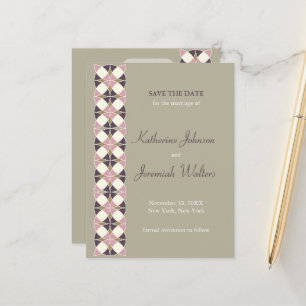 Stylish Art Deco Geometric Pattern Save The Date Announcement Postcard