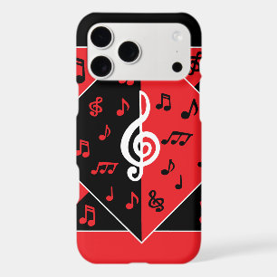 Stylish Art Deco Music Notes Red Black White