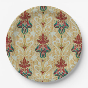 Stylish Art Nouveau Tulip Foliage BBQ Garden Party Paper Plate
