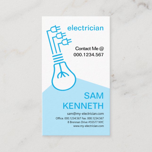 Stylish Artistic Light Bulb Extension Electrician Business Card (Front)