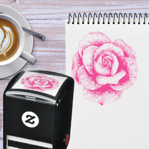Stylish Artistic Vintage Style Etched Rose Flower Self-inking Stamp