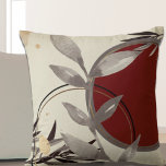 Stylish Artistic Watercolor Cushion<br><div class="desc">Modern throw pillow features an artistic abstract botanical design in a beige and burgundy color palette with black and gold accents. An artistic abstract design features a watercolor leaf and a geometric circle composition with shades of burgundy with black and gold accents on a linen beige background. Inspired by nature,...</div>