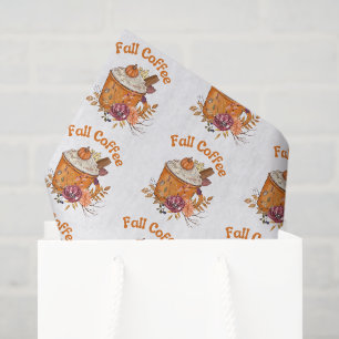 stylish autumn fall coffee orange pattern tissue paper