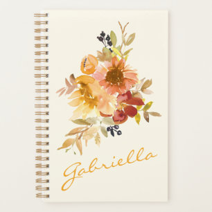 Stylish Autumn Fall Watercolor Floral Personalised Planner
