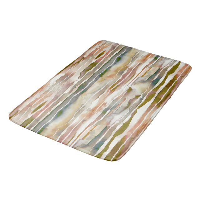 Stylish Autumnal Watercolour Stripe Pattern  Bath Mat (Angled)