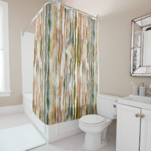 Stylish Autumnal Watercolour Stripe Pattern Shower Curtain