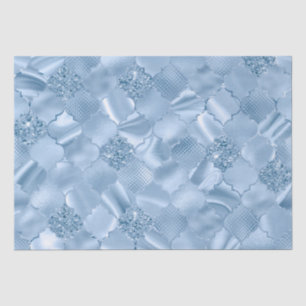 Stylish Baby Blue Glitter and Foil Quatrefoil Tissue Paper