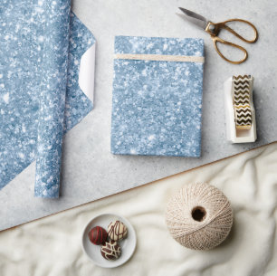 Stylish Baby Blue Shimmer Glitter Glam Pattern Wrapping Paper