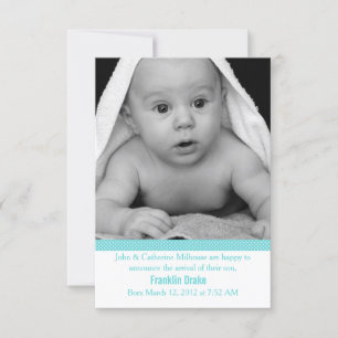 Stylish Baby Boys Birth Announcement Photo Card