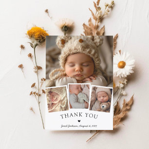 Stylish Baby Photo Collage Modern Thank You  Card