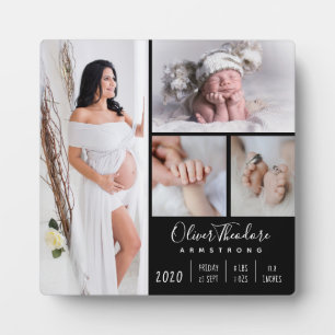 Stylish Baby Photo Family Keepsake Black Plaque