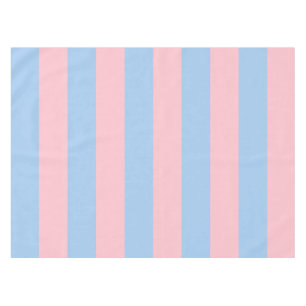 Stylish Baby Pink and Blue Striped Cute Fabric Tablecloth