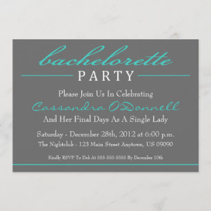 Stylish Bachelorette Party Invitations (Teal)