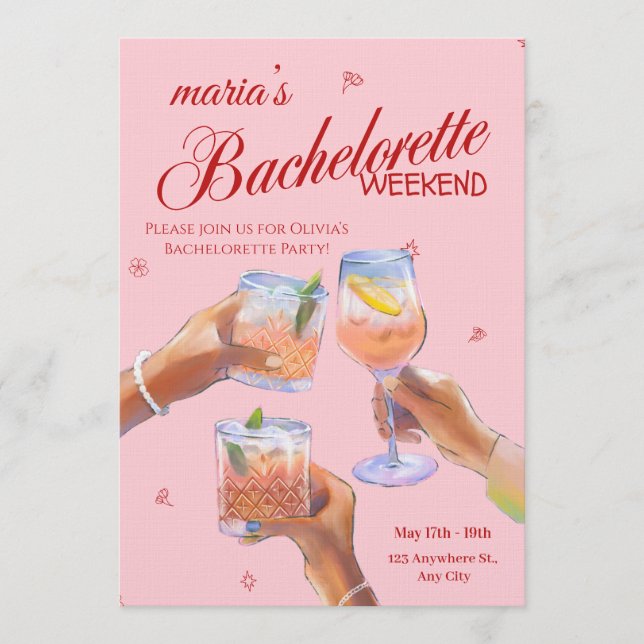 Stylish Bachelorette Weekend Invitation for Bride (Front)