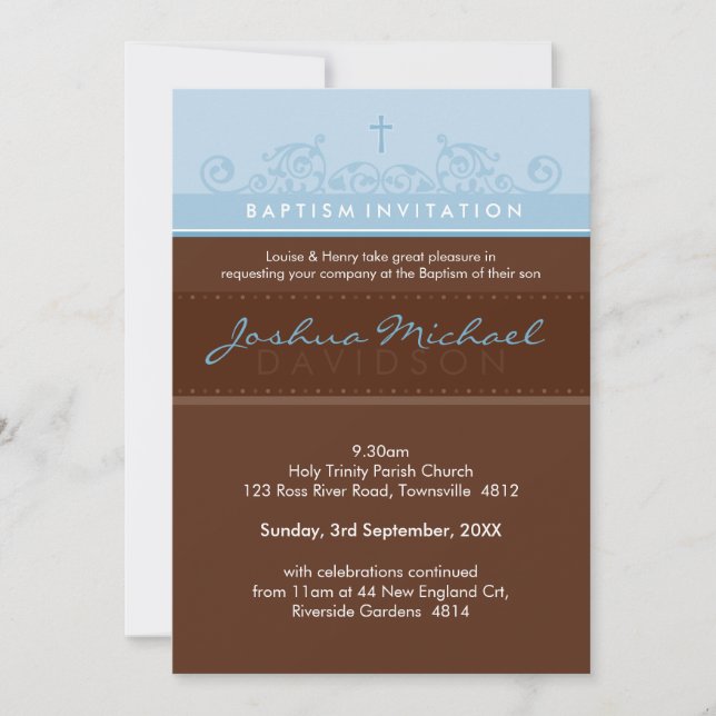 STYLISH BAPTISM INVITES :: elegant 3P (Front)