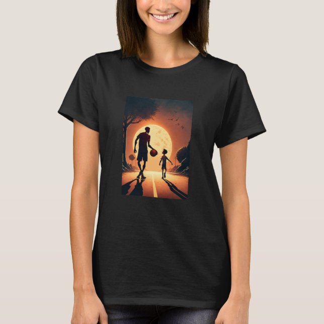 Stylish Basketball Enthusiasts Father and Son Play T-Shirt (Front)