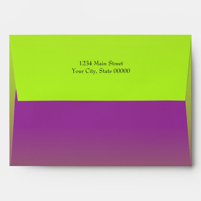 Stylish Bat Mitzvah Purple to Green with Star Envelope (Back (Top Flap))