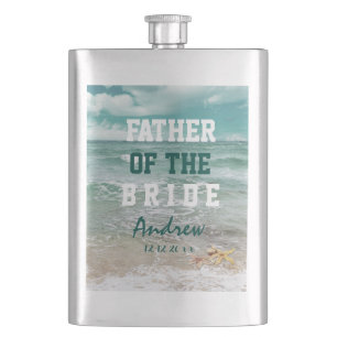 Stylish Beach Starfish FATHER OF THE BRIDE Hip Flask