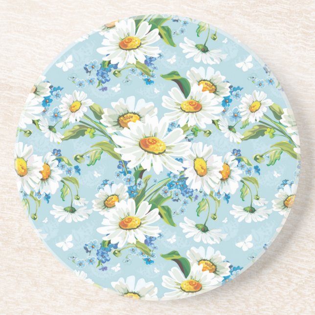 Stylish beautiful bright floral pattern 2 coaster (Front)