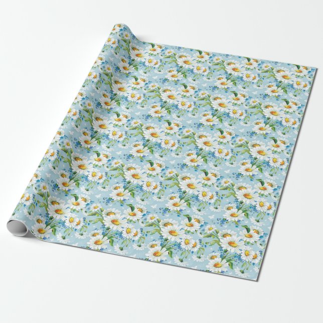 Stylish beautiful bright floral pattern 2 wrapping paper (Unrolled)