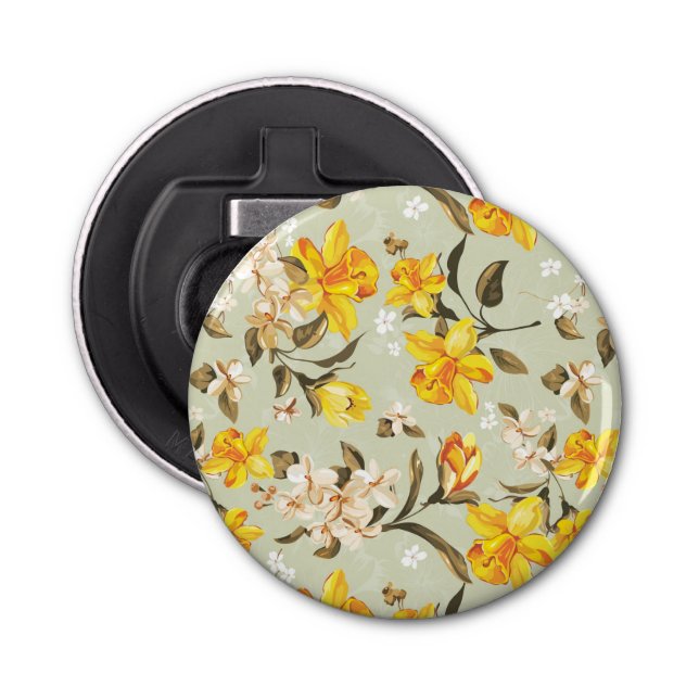 Stylish beautiful bright floral pattern bottle opener (Front)