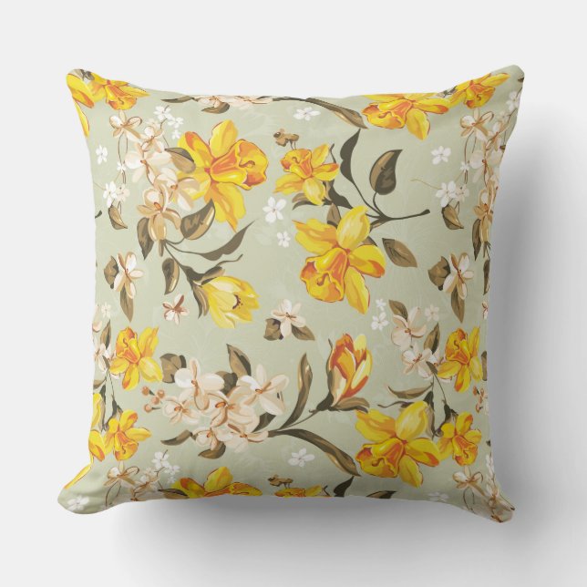 Stylish beautiful bright floral pattern cushion (Front)
