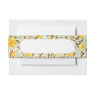 Stylish beautiful bright floral pattern invitation belly band