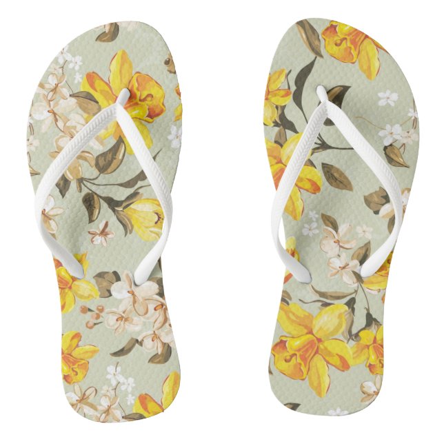 Stylish beautiful bright floral pattern jandals (Footbed)