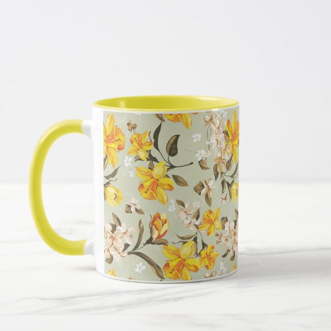 Stylish beautiful bright floral pattern mug (Left)