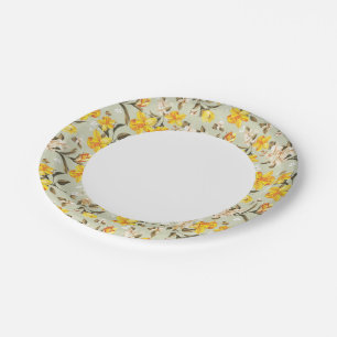 Stylish beautiful bright floral pattern paper plate