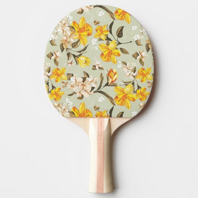 Stylish beautiful bright floral pattern ping pong paddle (Front)