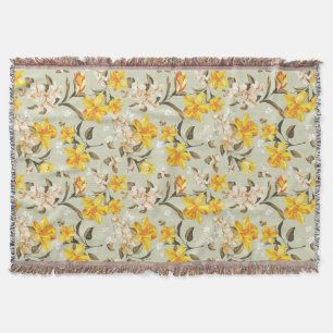Stylish beautiful bright floral pattern throw blanket