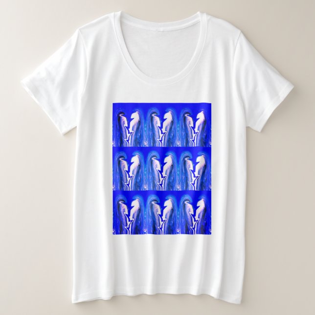 Stylish beautiful summer blue plus size T-Shirt (Design Front)