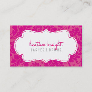 STYLISH BEAUTY classy flourish black bright pink Business Card