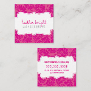 STYLISH BEAUTY classy flourish black bright pink Square Business Card