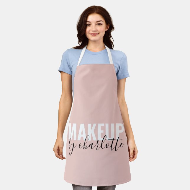 Stylish Beauty Salon Job Title Pink Business Apron (Worn)