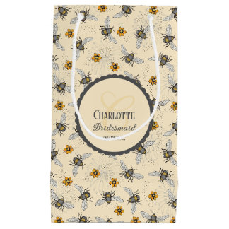 Stylish Bee and Flower Bridal Shower Small Gift Bag