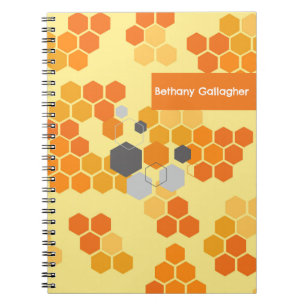 Stylish Bee Geometric Hexagons Personalised  Notebook