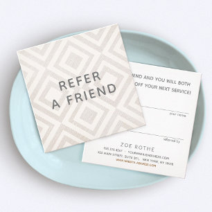 Stylish Beige Geometric Pattern Customer Referral