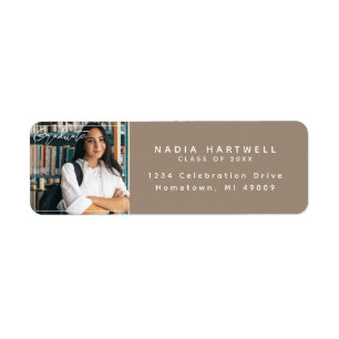 Stylish Beige   Graduation Photo Return Address