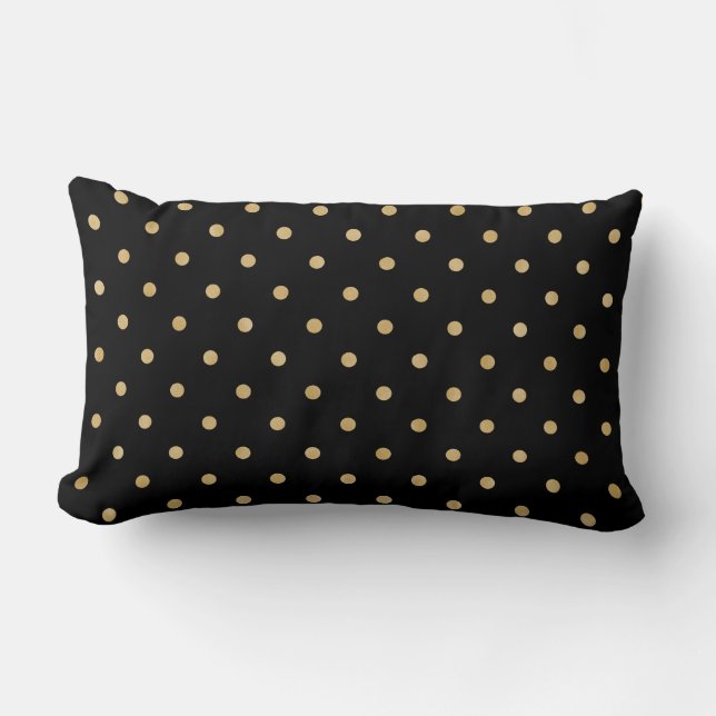 Stylish Beige Polka Dot Black Pattern Design Lumbar Cushion (Front)