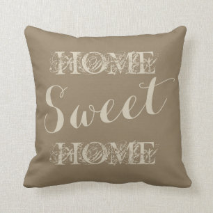 Stylish beige taupe home sweet home throw pillow