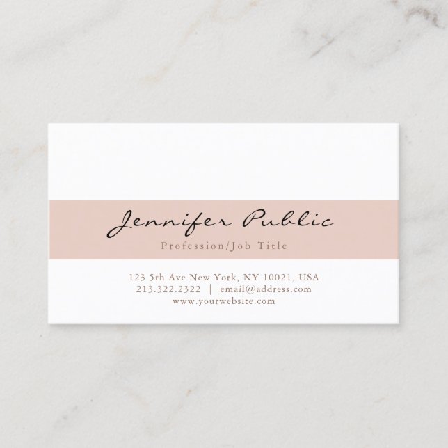 Stylish Beige White Modern Professional Simple Business Card (Front)
