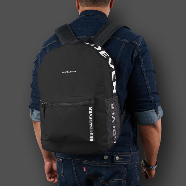 Stylish Best Dad Ever Black White Bold Modern  Printed Backpack (Stylish Best Dad Ever Black White Bold Modern Printed Backpack
)