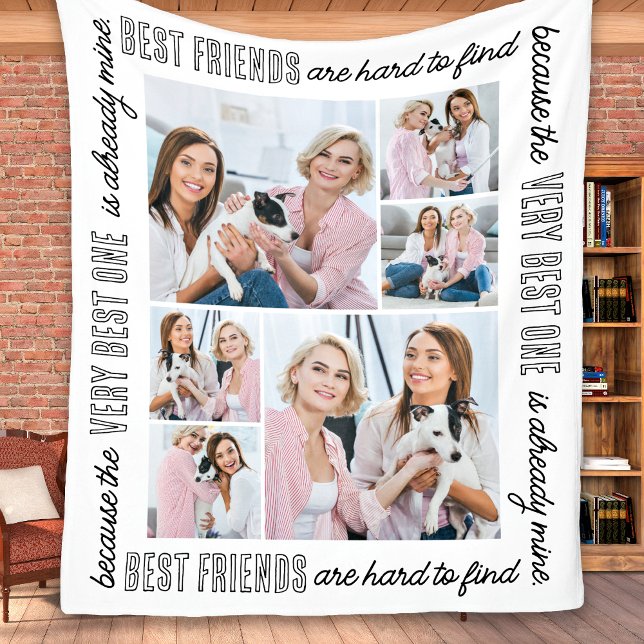 Stylish Best Friends Customised 6 Photo Collage Fleece Blanket (Creator Uploaded)