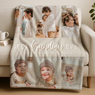 Stylish Best Grandma Ever 6 Photo  Fleece Blanket