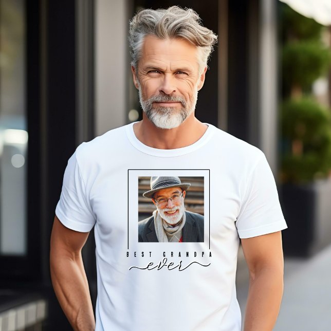 Stylish Best Grandpa Ever with Photo T-Shirt (Creator Uploaded)