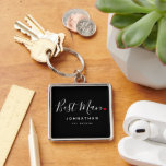 Stylish Best Man Wedding Key Ring<br><div class="desc">The perfect gift for any best man, the fun and modern design features stylish typography script font "Best Man" wording with a cute little red love heart full stops. The design is easy to personalise with a name and established wedding date and will be the perfect keepsake from your special...</div>