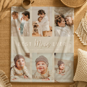 Stylish Best Mum Ever 6 Photo Fleece Blanket